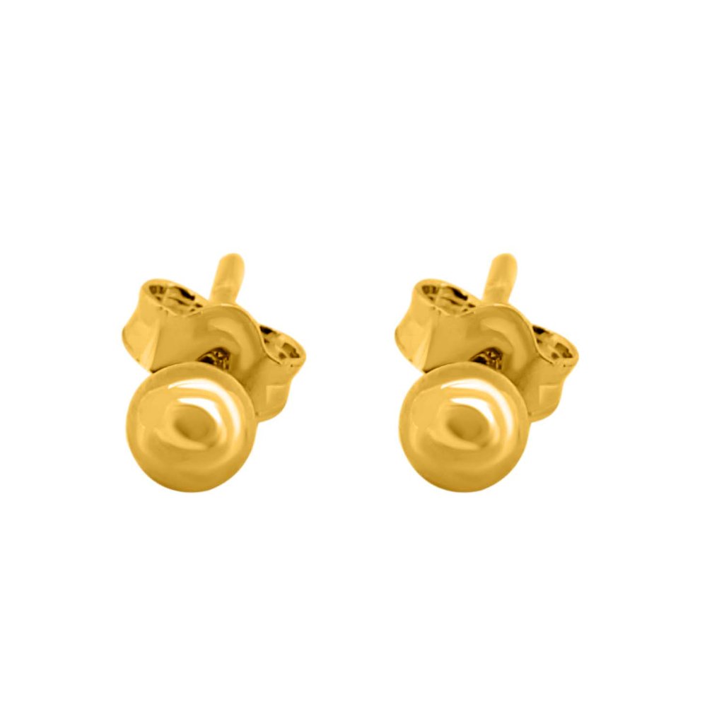 24k Gold Classic Micro Plated 7mm Ball Stud Earring In Silver For Women